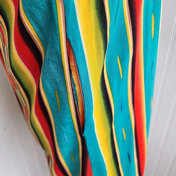 L&B Lucky & Blessed Women’s Colorful Striped Maxi Dress Button Up Short Sleeve M - Picture 6 of 15